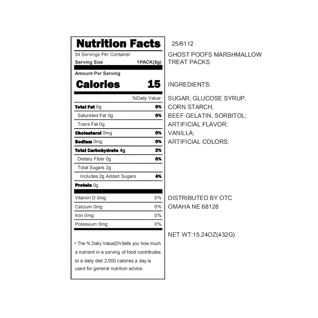 Ghost Poofs Marshmallow Treat Packs: 54-Piece Bag