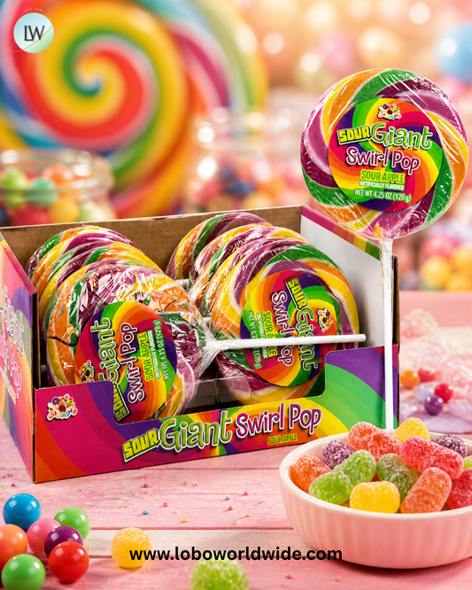 Giant Sour Apple Swirl Pop - 12ct