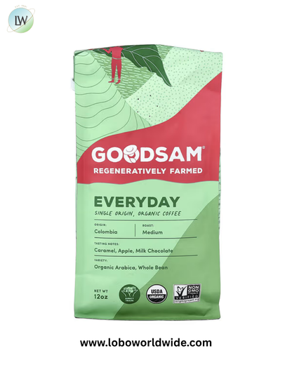 GoodSam, Single Origin Organic Coffee, Everyday, Whole Bean, Medium Roast, 12 oz