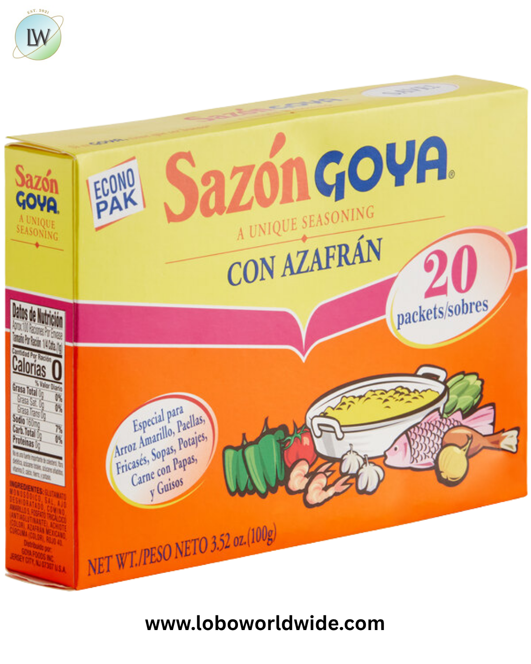 Goya 3.52 oz. Sazon with Saffron Seasoning Packets - 20/Box