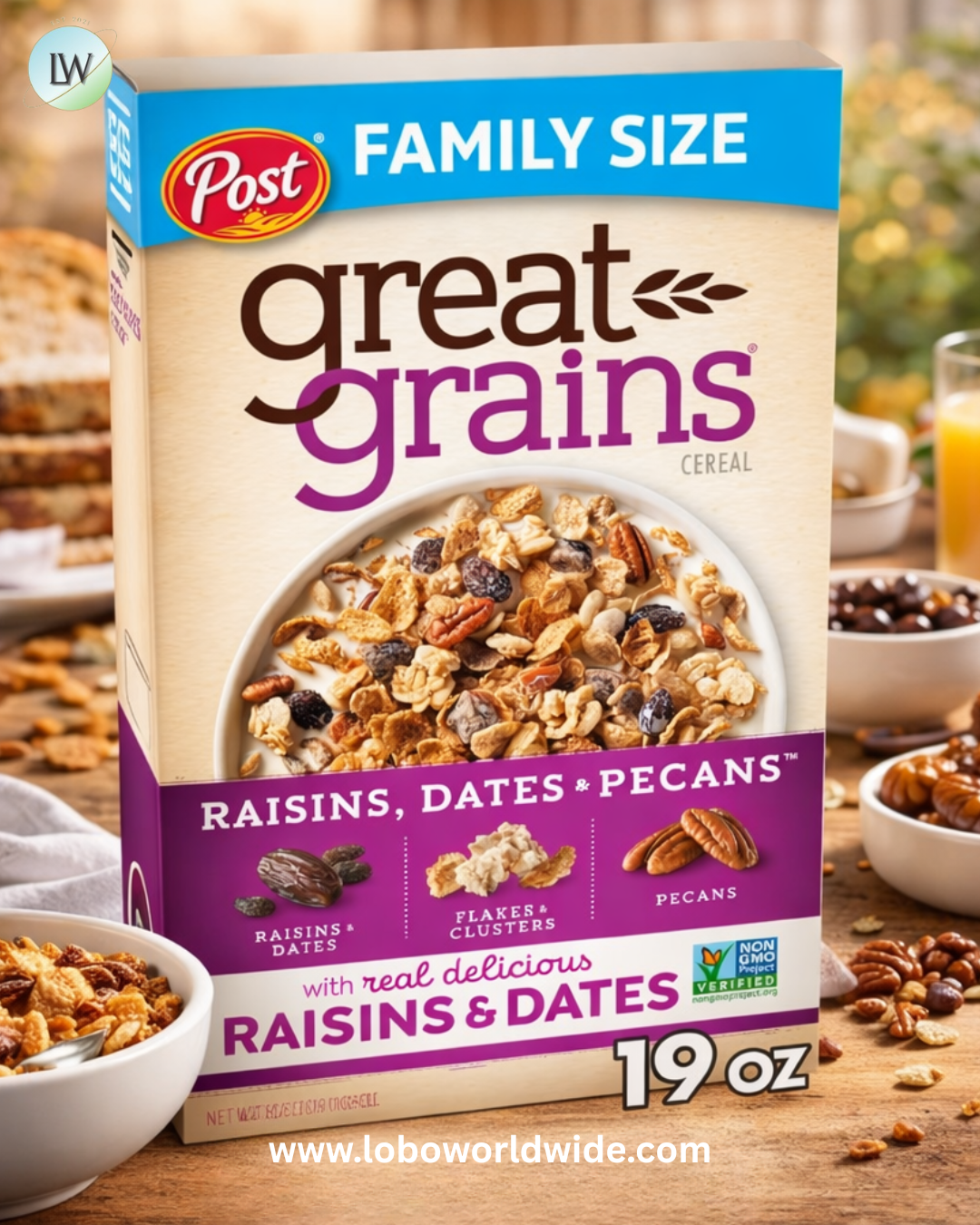 Great Grains Raisins, Dates & Pecans Breakfast Cereal for Adults, Crunchy Clusters with Dried Fruit and Nuts, Non-GMO, Heart Healthy.