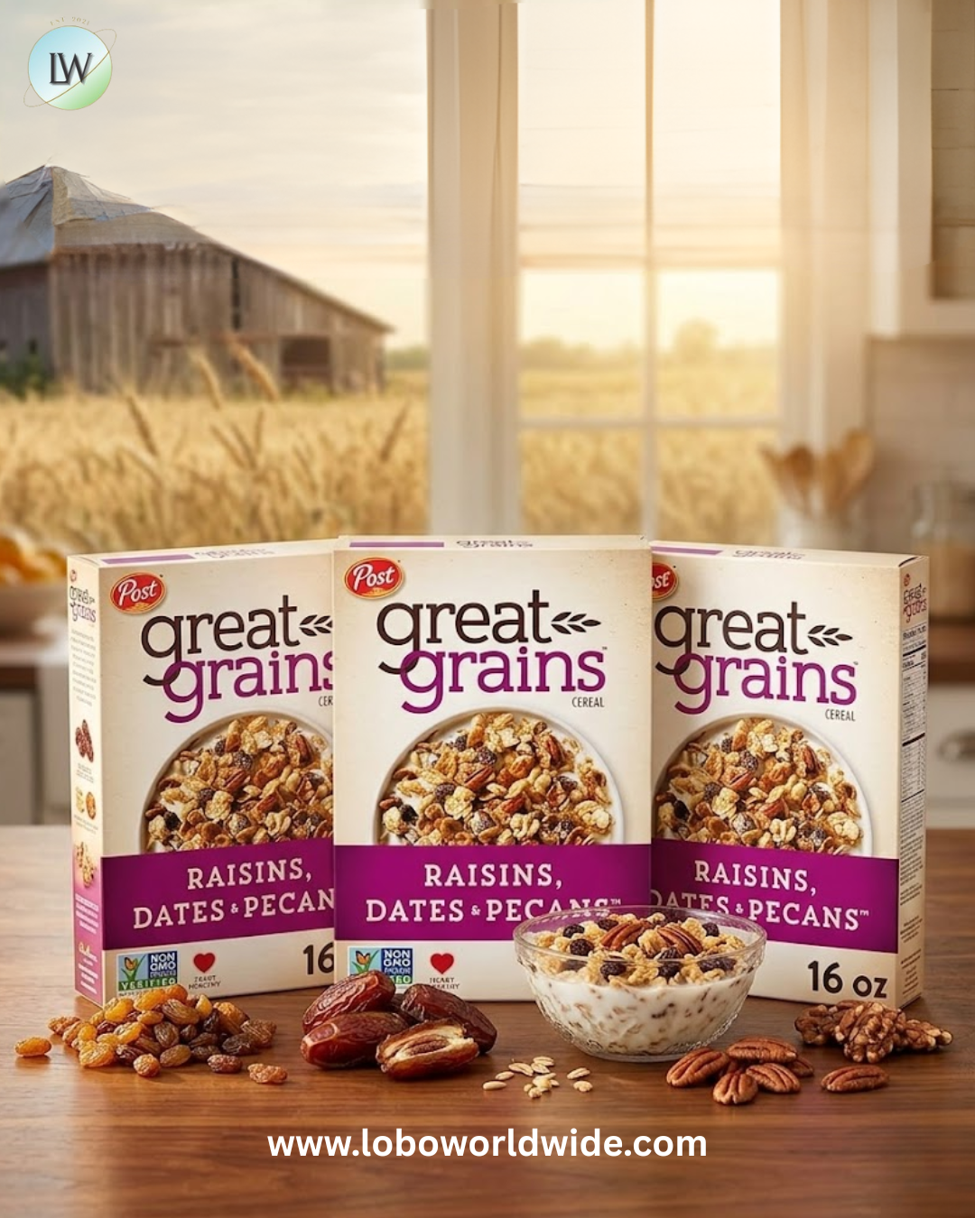Great Grains Raisins, Dates & Pecans Breakfast Cereal for Adults, Crunchy Clusters with Dried Fruit and Nuts, Non-GMO, Heart Healthy.