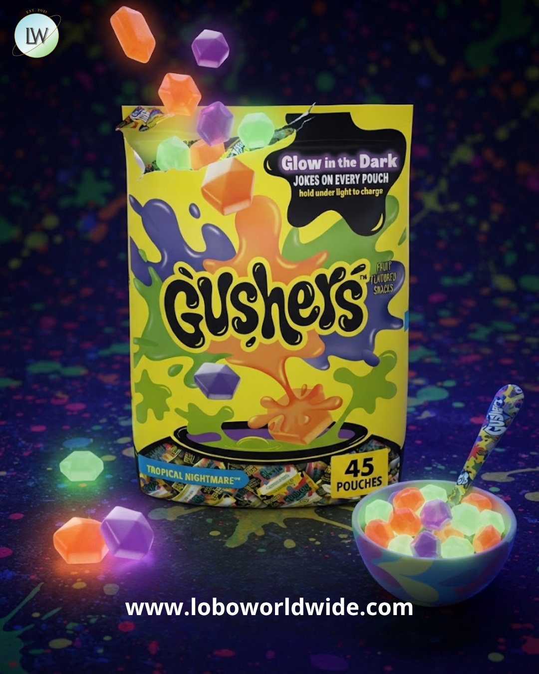 Gushers Fruit Snacks, Tropical Nightmare, 0.44 oz, 45 ct.