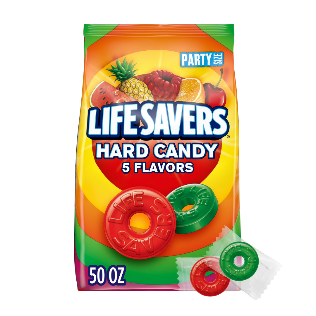 LIFE SAVERS Hard Candy, 5 Flavors Fruit Candy, Party Size, 50 oz Bag