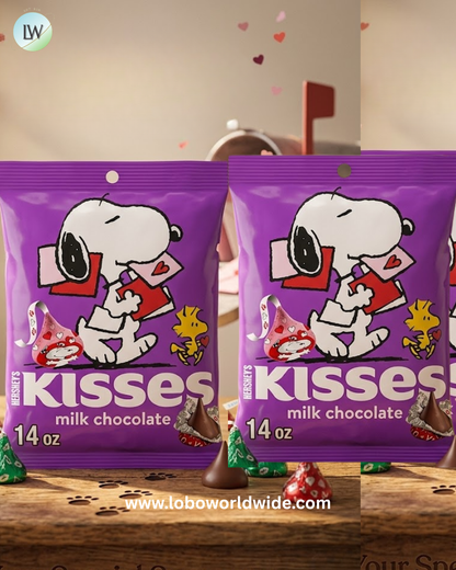 HERSHEY'S KISSES Milk Chocolate Snoopy and Friends, Valentine's Candy Gift Box, 14 oz