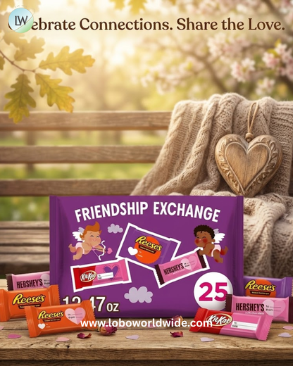 HERSHEY'S, KIT KAT and REESE'S Assorted Chocolate Snack Size, Valentine's Candy Bag, 12.47 oz (25 Pieces), (Pack of 2)