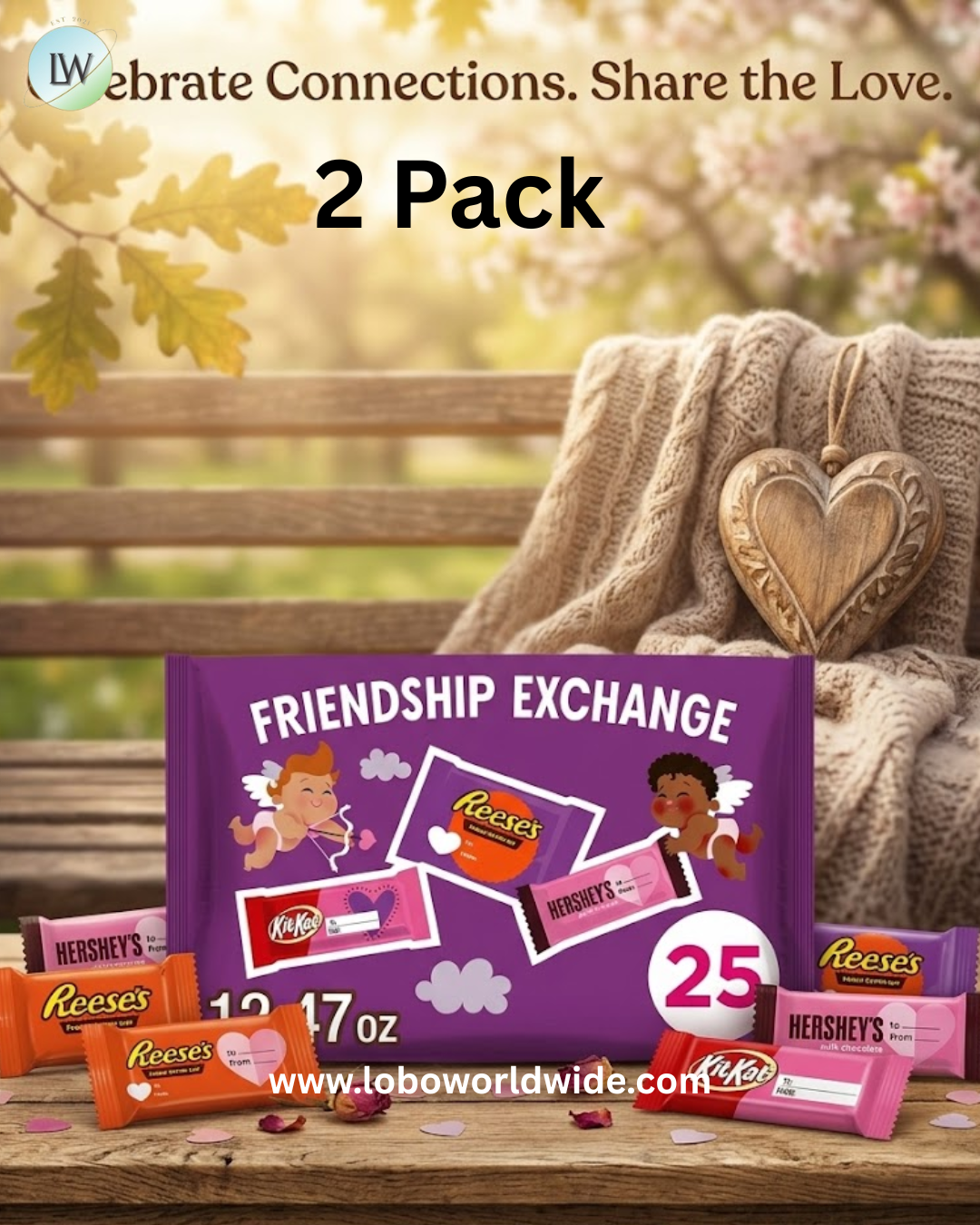HERSHEY'S, KIT KAT and REESE'S Assorted Chocolate Snack Size, Valentine's Candy Bag, 12.47 oz (25 Pieces), (Pack of 2)