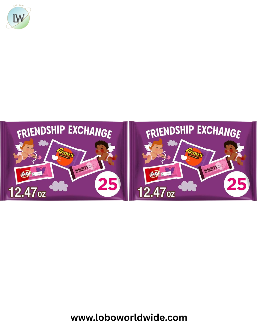 HERSHEY'S, KIT KAT and REESE'S Assorted Chocolate Snack Size, Valentine's Candy Bag, 12.47 oz (25 Pieces), (Pack of 2)