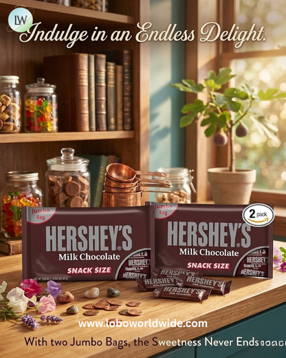 HERSHEY'S Milk Chocolate Snack Size, Candy Jumbo Bag, 19.8 oz