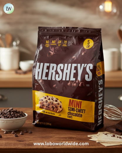 HERSHEY'S Semi-Sweet Mini 4M Baking Chips 5 lb. Resealable Bag - 6/Case