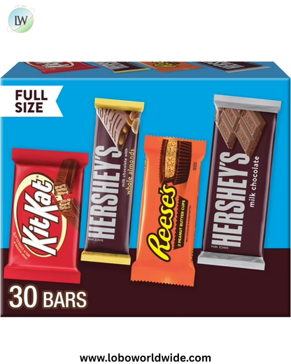 HERSHEY'S Variety Pack, Milk Chocolate Candy, 30 pk