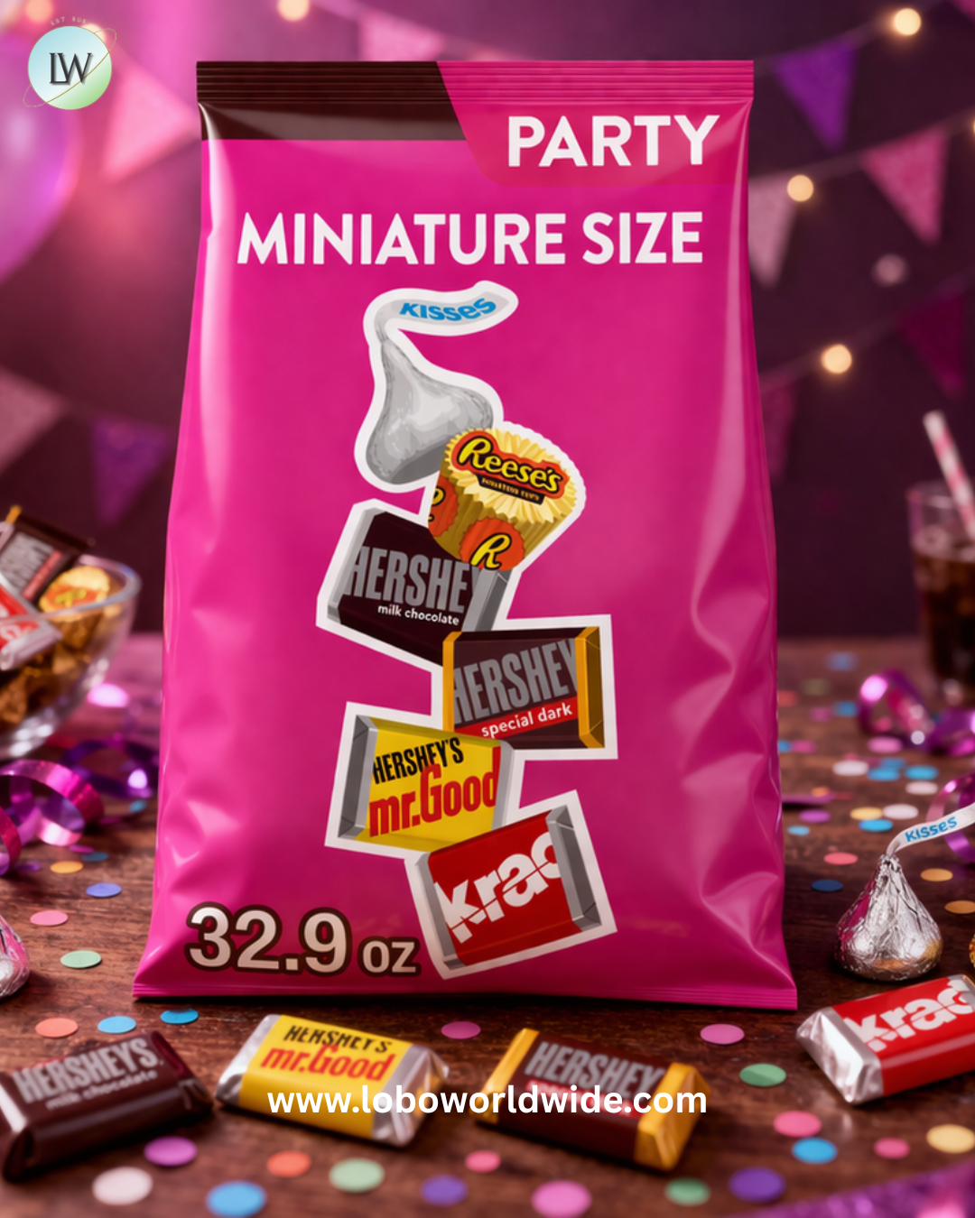 HERSHEY'S and REESE'S Miniatures Assorted Chocolate Candy Party Pack, 32.9 oz