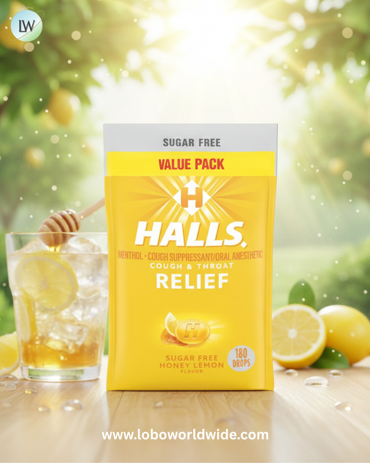 Halls Sugar-Free Honey Lemon Cough Suppressant Drops, 180 ct.