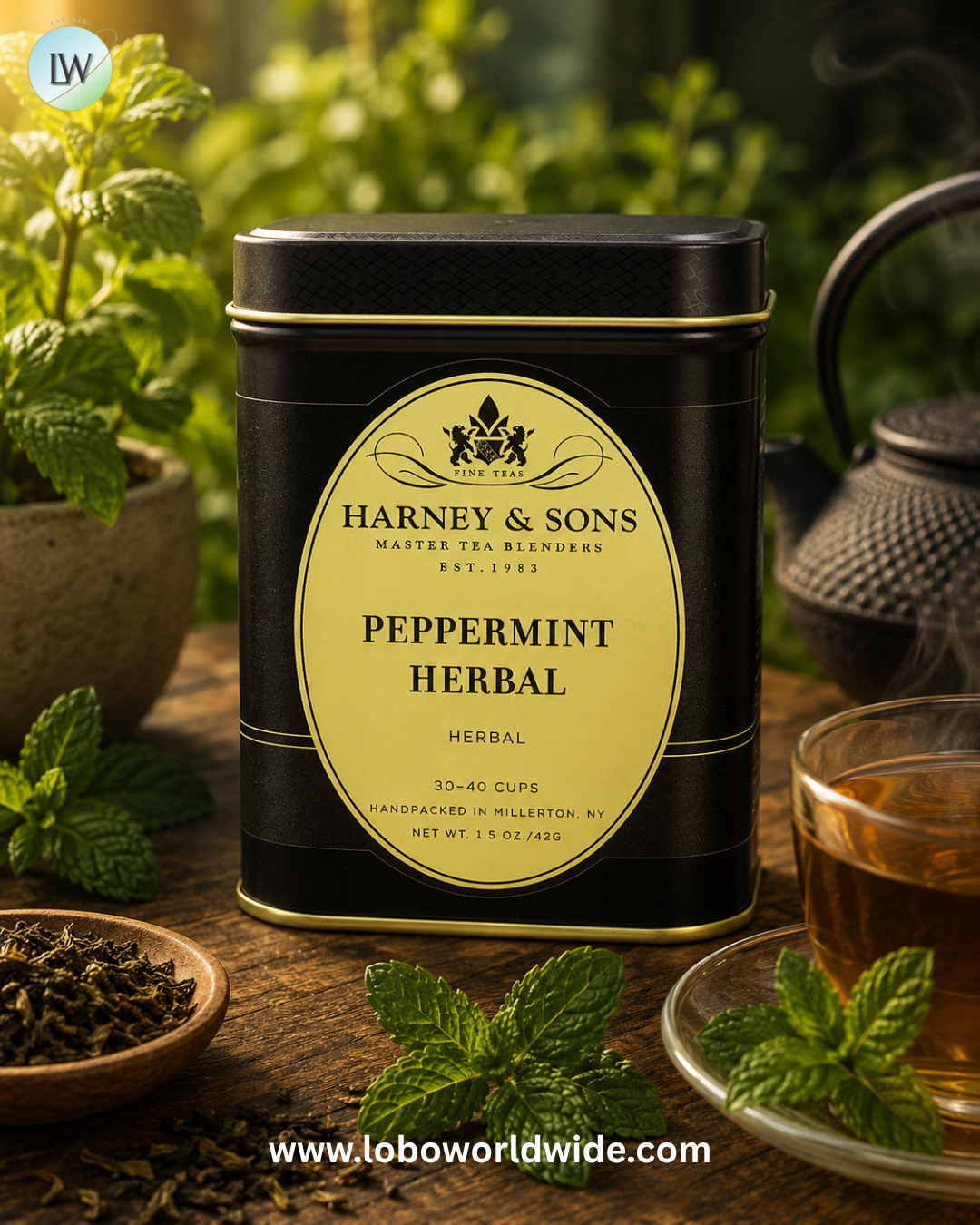 Harney & Sons, Herbal Tea, Peppermint, Caffeine Free, 1.5 oz (42 g)
