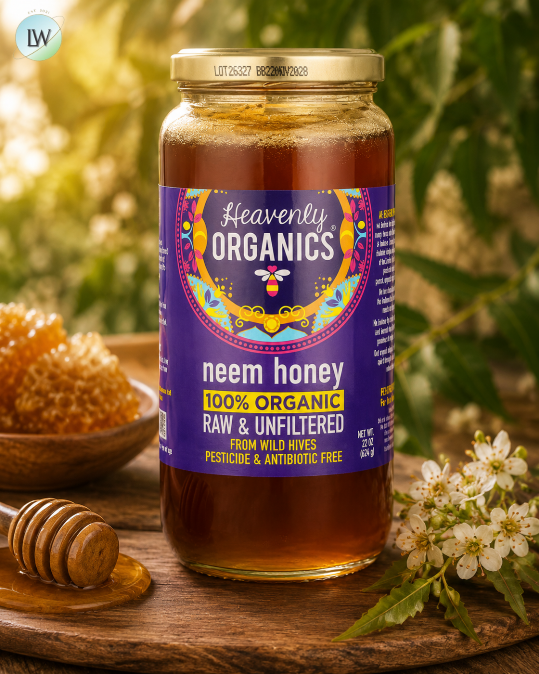 Heavenly Organics, 100% Organic Neem Honey, Raw & Unfiltered, 22 oz (624 g)