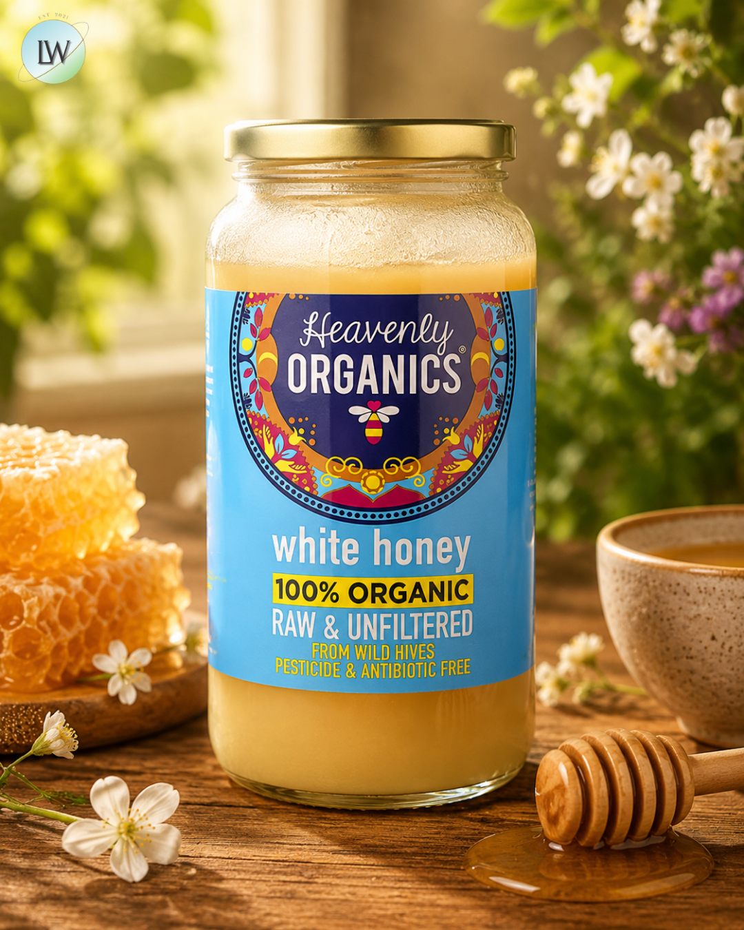 Heavenly Organics, 100% Organic White Honey, Raw & Unfiltered, 22 oz (624 g)