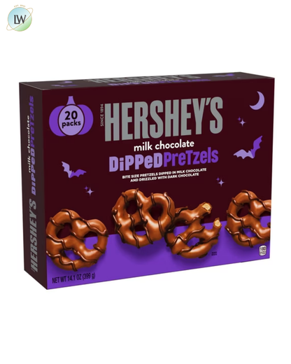 Hershey's Halloween Dipped Pretzels, Milk and Dark Chocolate Covered, 0.71 oz, 20 ct.