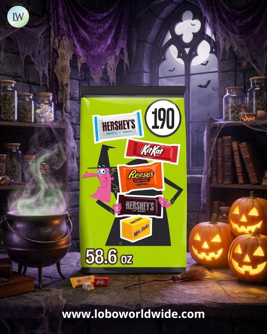 Hershey's Halloween Miniatures Chocolate Candy, Variety Pack, 58.6 oz. (190 Pcs.)