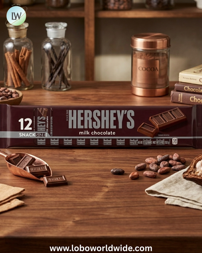 Hershey's Milk Chocolate Snack Size Candy, Bars .45 oz, 12 Count