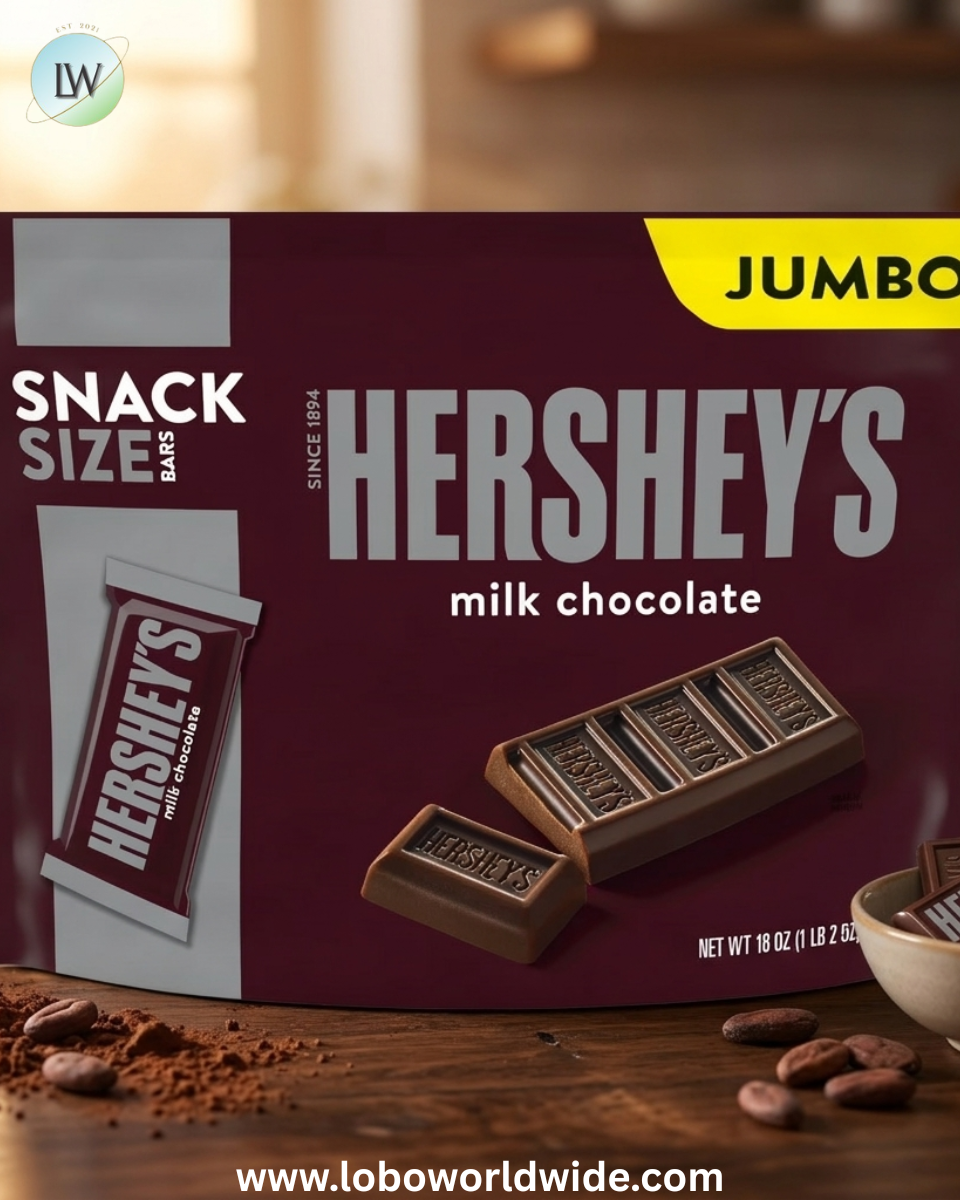Hershey's Milk Chocolate Snack Size Candy, Jumbo Pack 18 oz