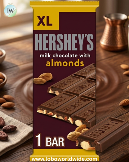 Hershey's Milk Chocolate with Almonds XL Candy, Bar 4.25 oz, 16 Pieces