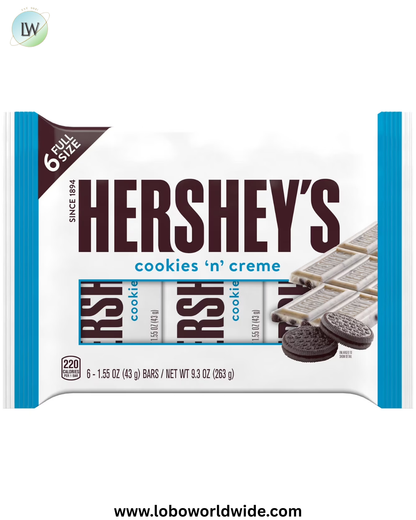 Hershey's Cookies 'n' Creme Candy, Bars 1.55 oz, 6 Count