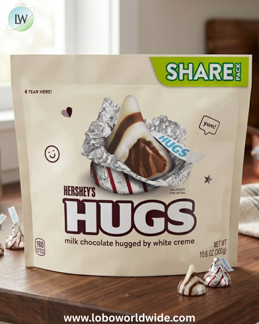 Hershey's Hugs Milk Chocolate and White Creme Candy, Share Pack 10.6 oz