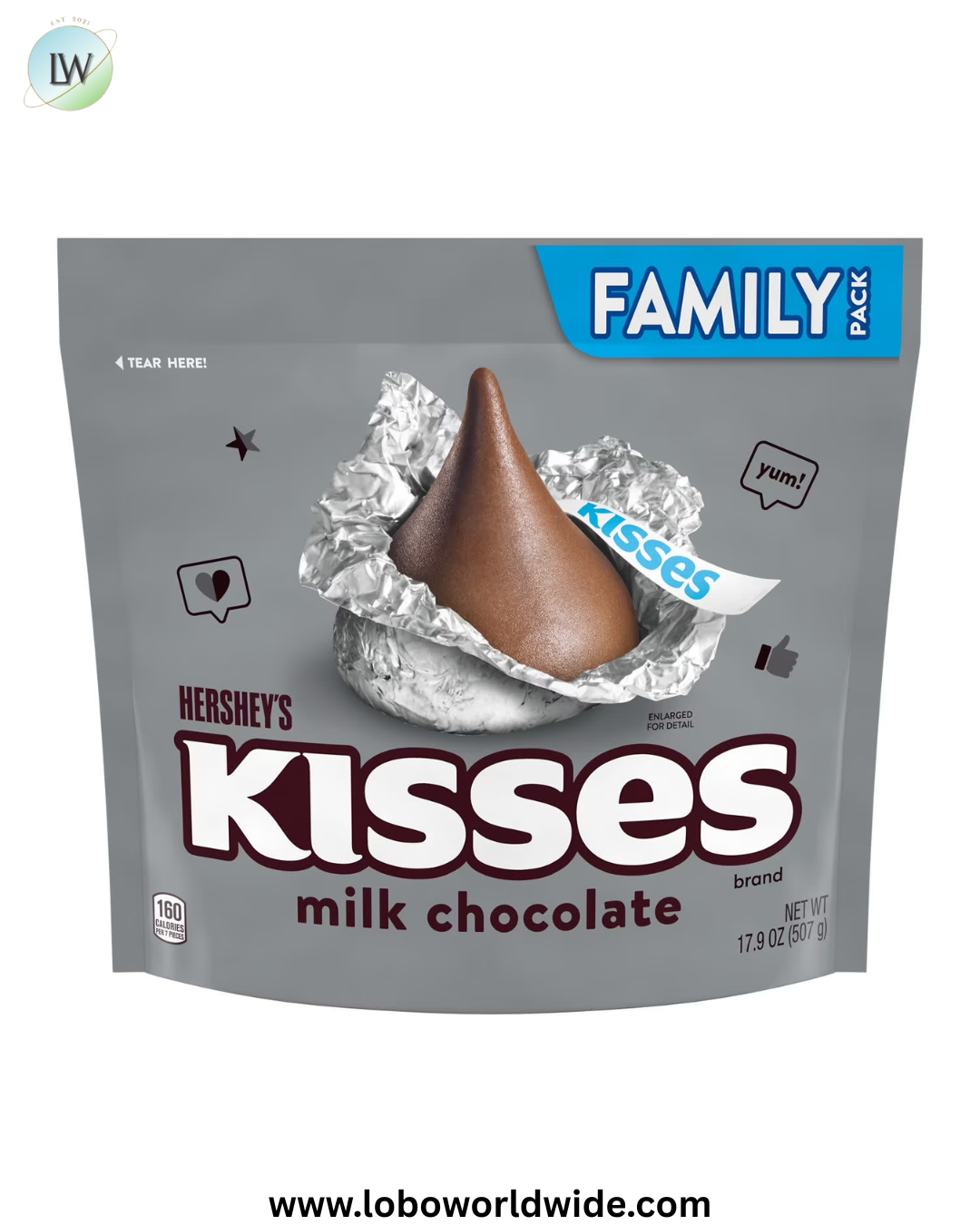 Hershey's Kisses Milk Chocolate Candy, Family Pack 17.9 oz