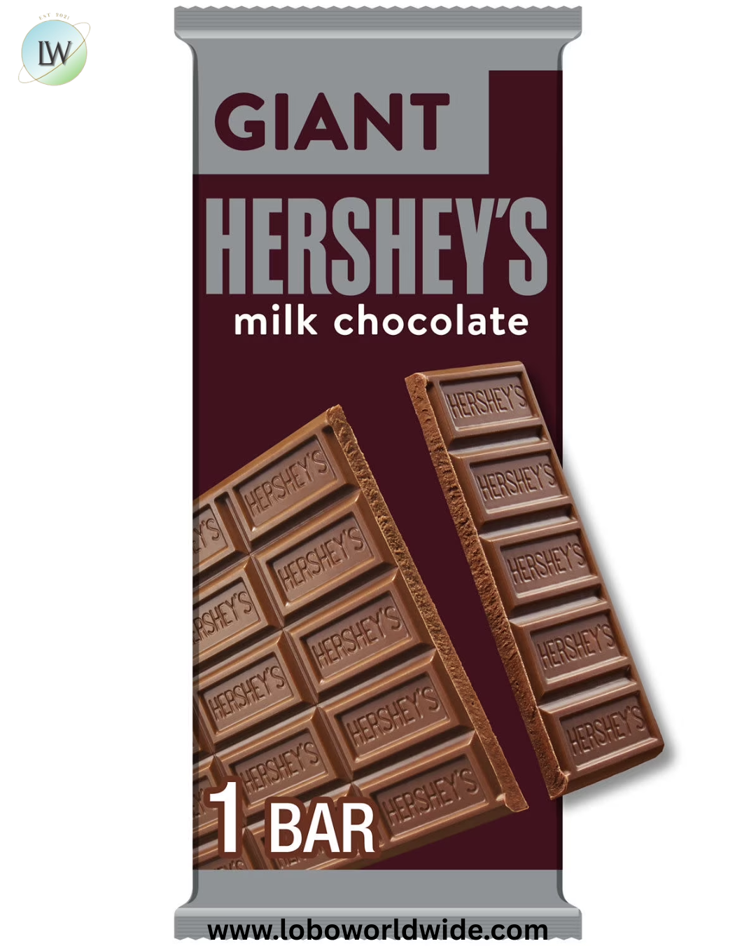 Hershey's Milk Chocolate Giant Candy, Bar 7.56 oz, 25 Pieces