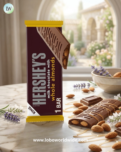 Hershey's Milk Chocolate with Whole Almonds King Size Candy, Bar 2.6 oz