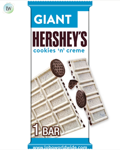 Hershey's Cookies 'n' Creme Giant Candy, Bars 7.37 oz, 25 Pieces