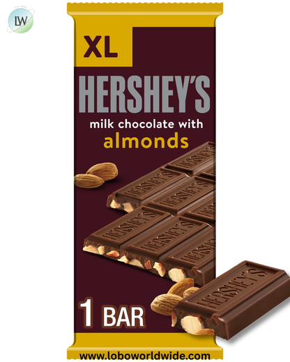 Hershey's Milk Chocolate with Almonds XL Candy, Bar 4.25 oz, 16 Pieces