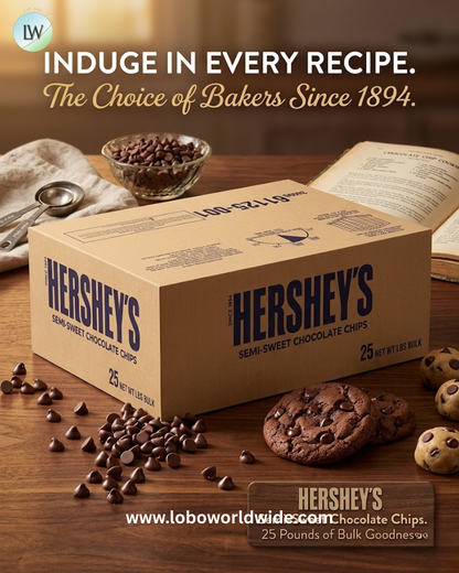 Hersheys Semi Sweet Chocolate Chips, 25 Pound