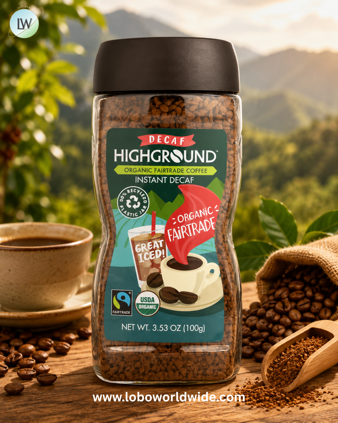 Highground Coffee, Organic Instant Coffee, Medium Roast