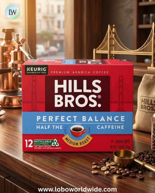 Hills Bros. Perfect Balance Half-Caffeine 100% Arabica Medium Roast , K-Cup® Coffee Pods, 12-Count Box
