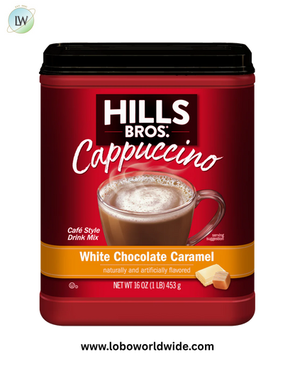Hills Bros. Instant Cappuccino Mix, White Chocolate Caramel Cappuccino 16 Ounce (Pack of 2)