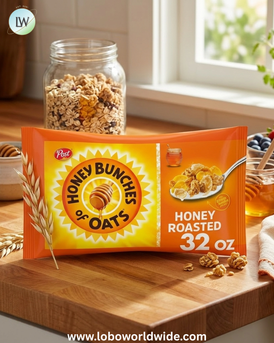 Honey Bunches of Oats Honey Roasted Breakfast Cereal Bag with Oats and Granola Clusters, 32 oz Bag