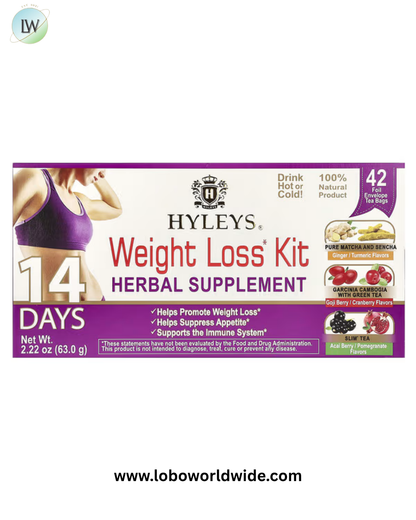 Hyleys Tea, 14 Days Weight Loss Kit, 42 Foil Envelope Tea Bags, 2.22 oz (63 g)