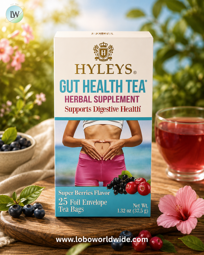 Hyleys Tea, Gut Health Tea, Super Berries , 25 Foil Envelope Tea Bags, 1.32 oz (37.5 g)