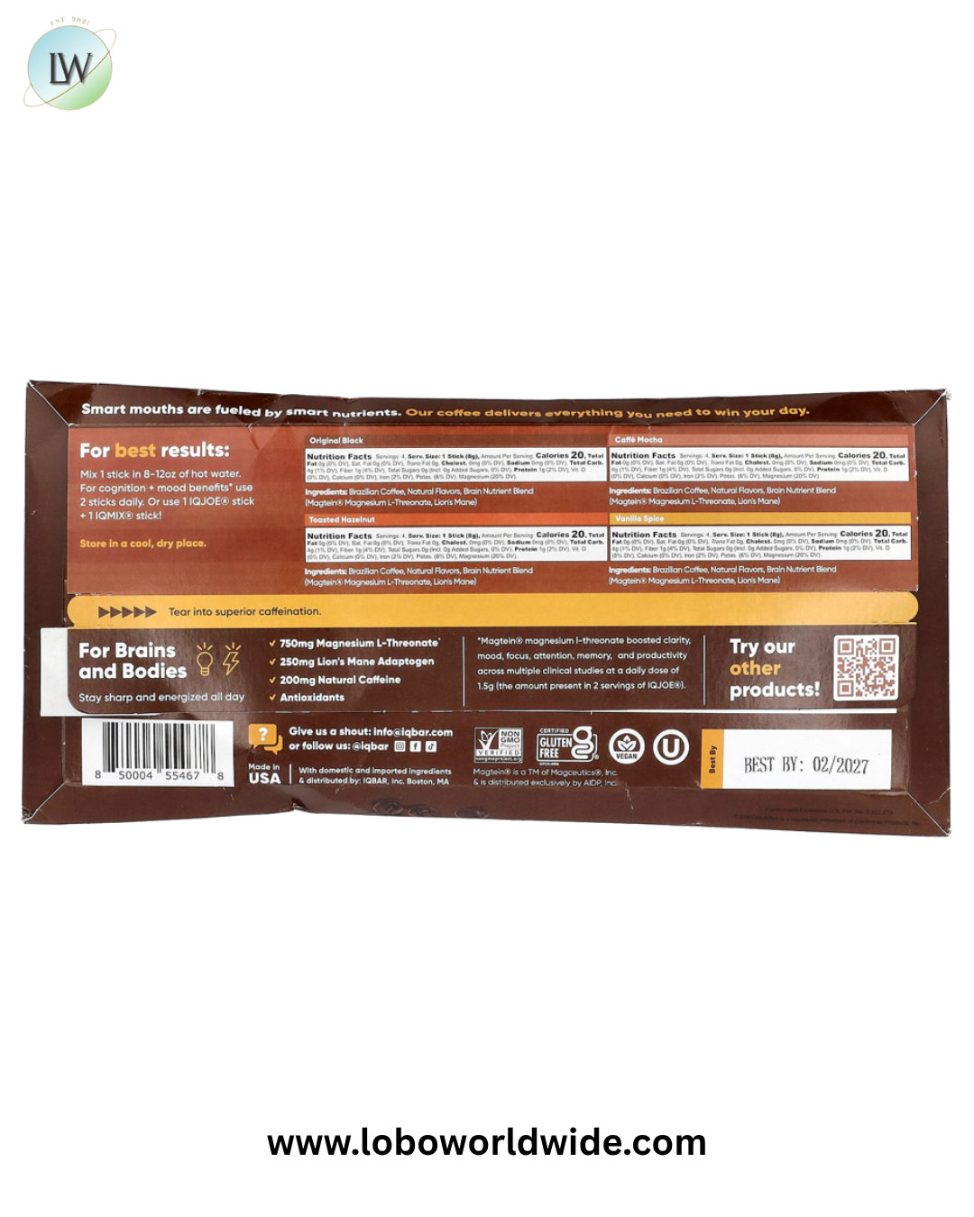 IQBAR, IQJOE®, Instant Coffee For Energy + Clarity + Mood, Variety Pack, 16 Sticks, 0.28 oz (8 g) Each