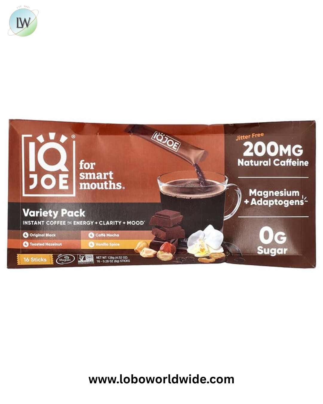 IQBAR, IQJOE®, Instant Coffee For Energy + Clarity + Mood, Variety Pack, 16 Sticks, 0.28 oz (8 g) Each