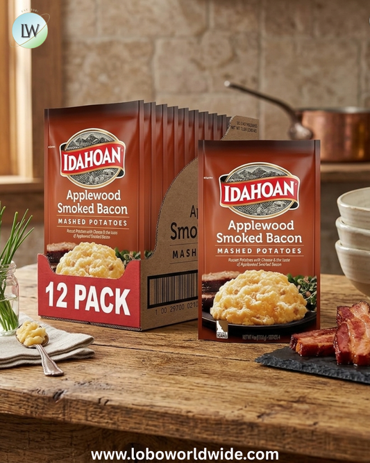 Idahoan Applewood Smoked Bacon Mashed Potatoes, Naturally Gluten-Free, 100% Real Idaho Potatoes, 4 servings per bag, 4 ounce (Pack of 12)