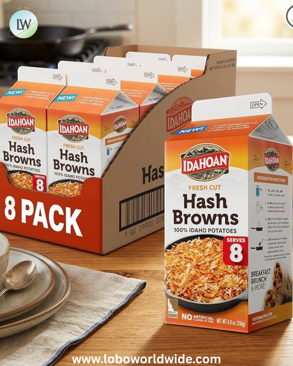 Idahoan Fresh Cut Hash Browns, Naturally Gluten-Free, 100% Real Idaho Potatoes, 8-servings per carton, 4.8 ounce (Pack of 8)