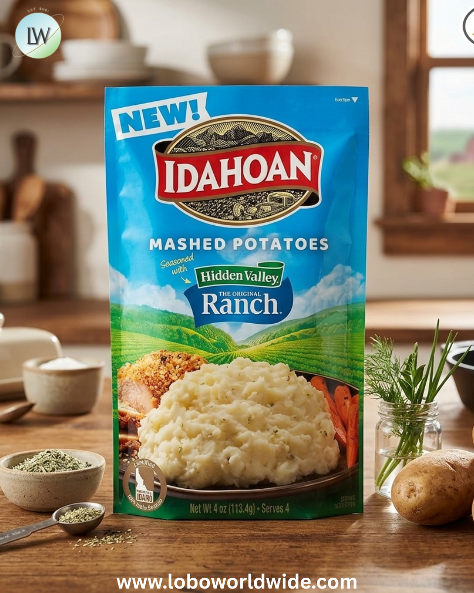 Idahoan Mashed Potatoes Seasoned with Hidden Valley Original Ranch, Naturally Gluten-Free, 100% Real Idaho Potatoes, 4 servings per bag, 4 ounce (Pack of 12)