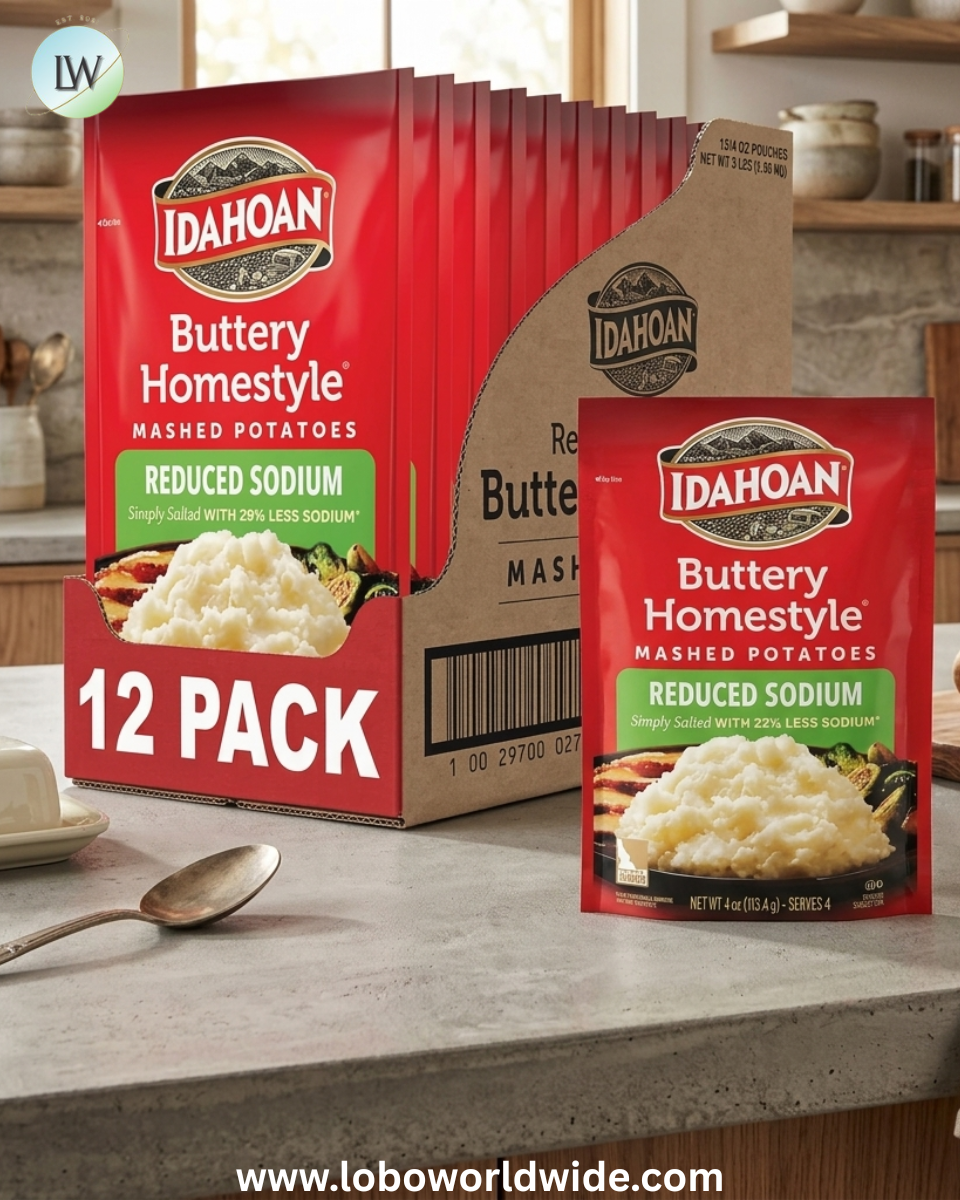Idahoan Reduced Sodium Mashed Potatoes, Buttery Homestyle, 4 Ounce (Pack of 12)
