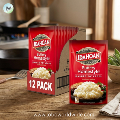 Idahoan Mashed Potatoes, Naturally Gluten-Free, 100% Real Idaho Potatoes, 4 servings per bag, 4 ounce (Pack of 12)