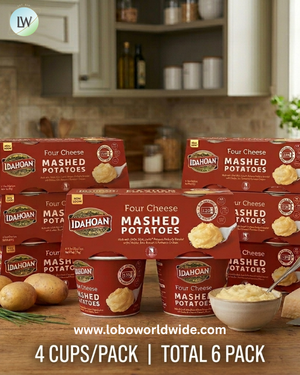 Idahoan Four Cheese Mashed Potatoes, 1.5 oz Cups, 4 Pack