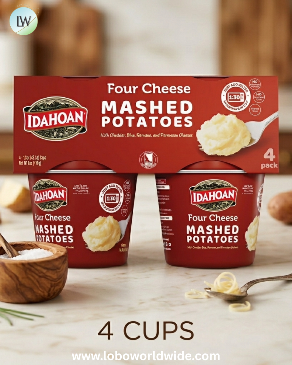 Idahoan Four Cheese Mashed Potatoes, 1.5 oz Cups, 4 Pack