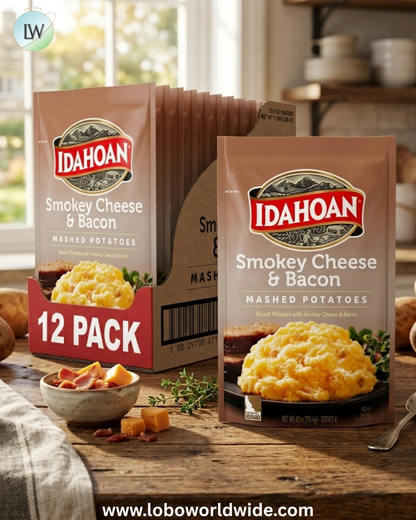 Idahoan Mashed Potatoes, Naturally Gluten-Free, 100% Real Idaho Potatoes, 4 servings per bag, 4 ounce (Pack of 12)