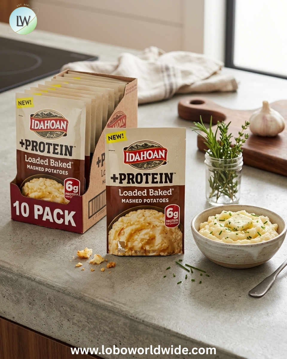 Idahoan, +Protein Mashed Potatoes, Naturally Gluten-Free, 100% Real Idaho Potatoes, 4 servings per bag, 4.6 ounce (Pack of 10)